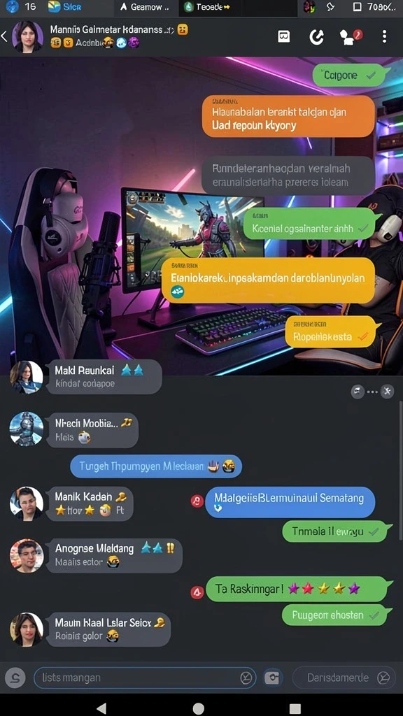 Interaksi sosial dengan teman-teman dalam game.