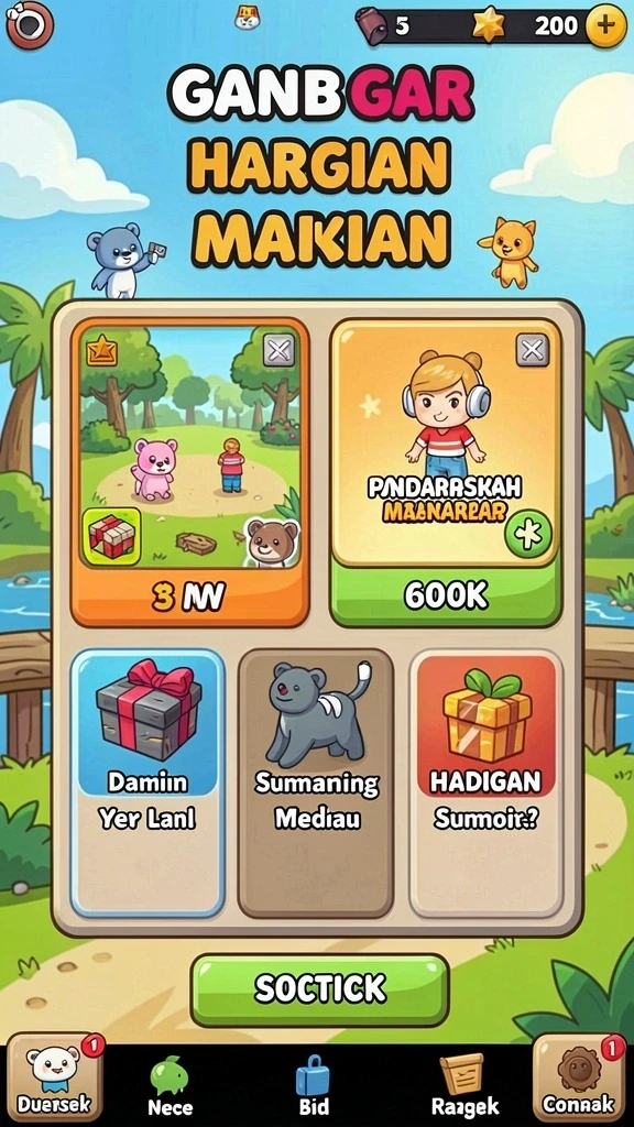 Menu permainan yang beragam dan user-friendly.