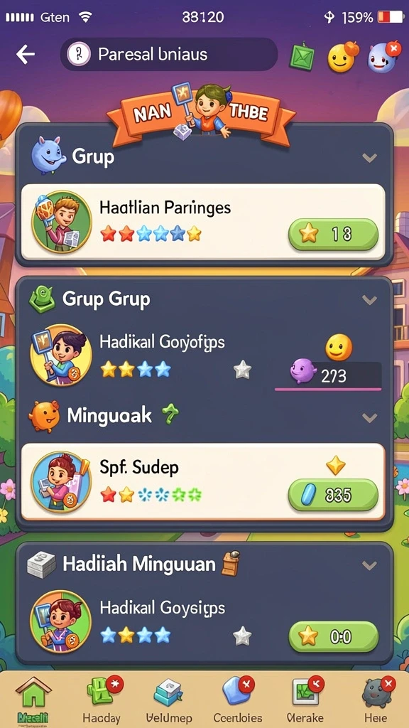 Screenshot yang menunjukkan hadiah dan poin yang diperoleh.