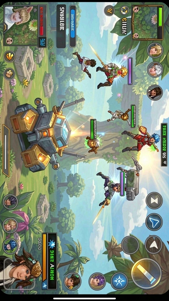 Karakter unik dengan kemampuan berbeda di setiap level.